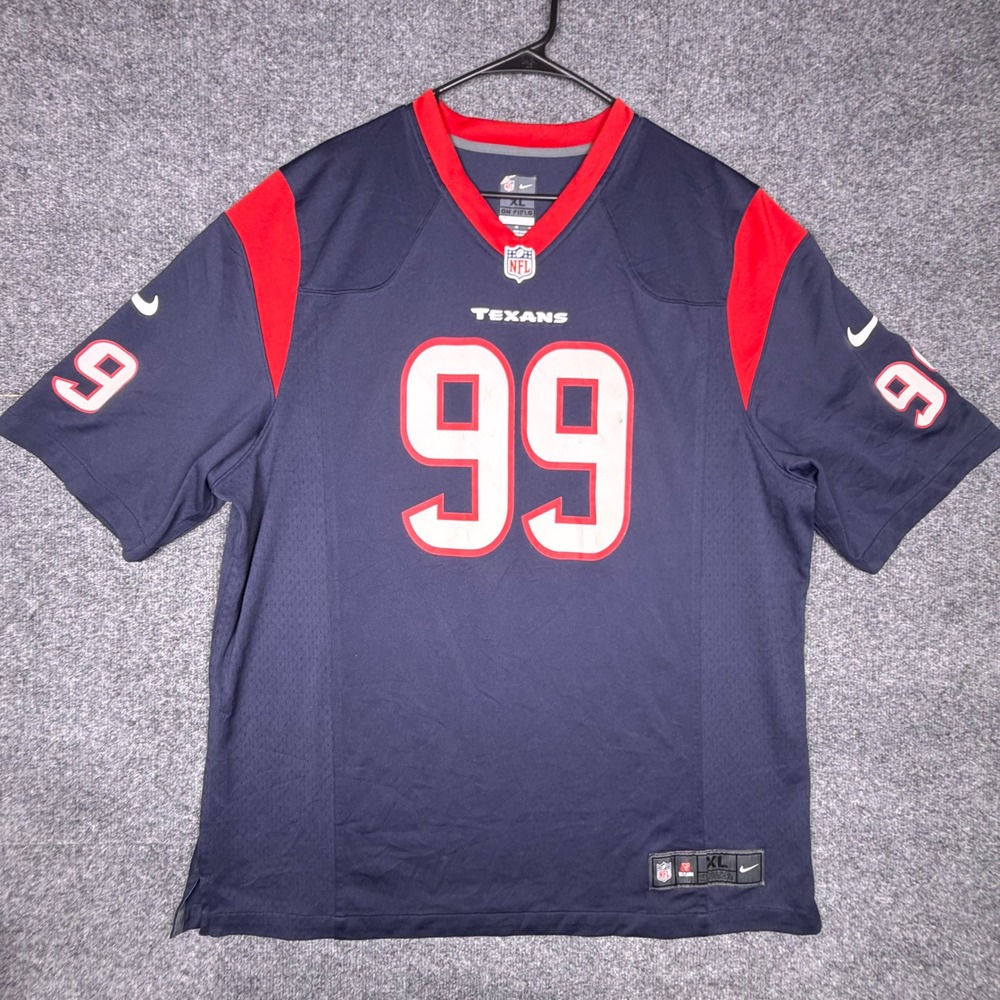 Nike Mens Houston Texans JJ Watt 99 NFL Jersey Blue XL On Field Football (READ)